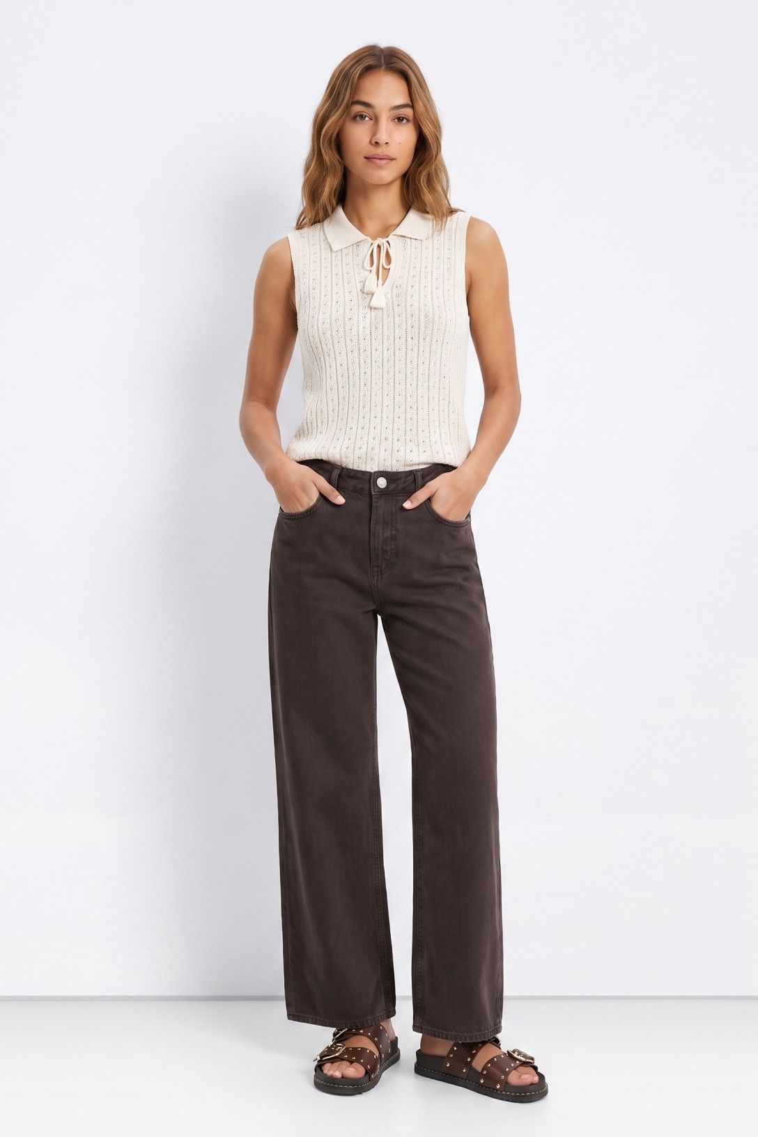 Tiffosi denim bruine denimbroek dames