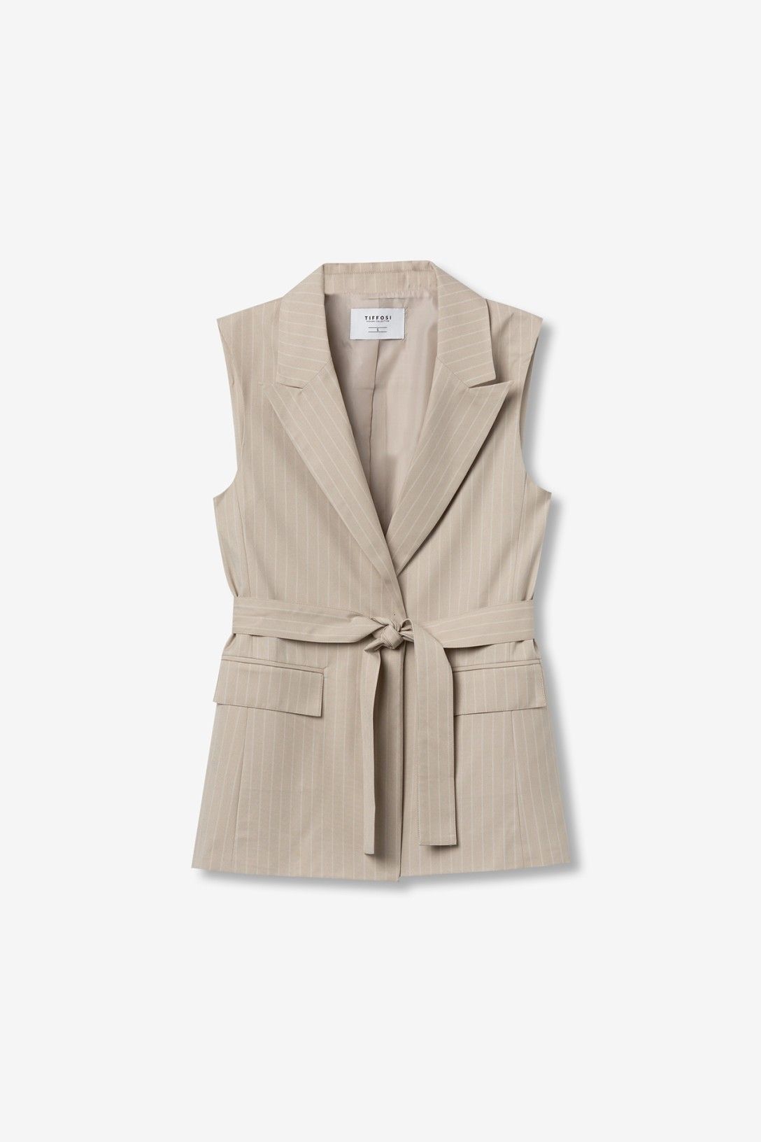 Gilet beige witte streep dames 
